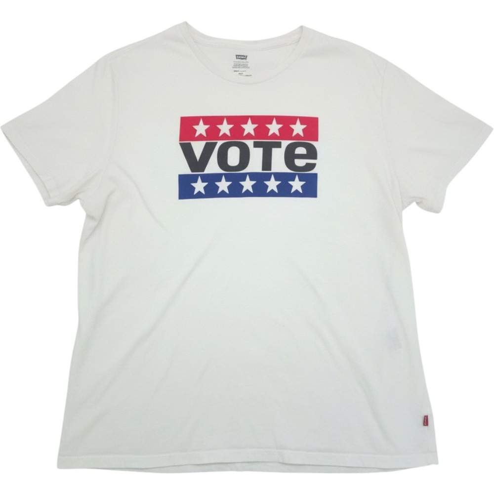 Levis Vote Graphic Patriotic Stars T-Shirt Levi's White Cotton Tee Mens XXL